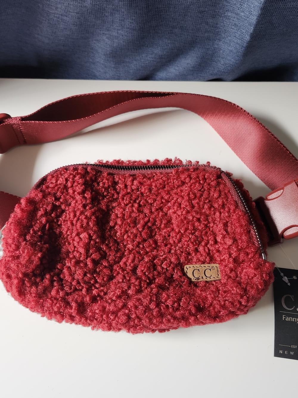 Brand New C.C. Sherpa Belt Bag Fanny Pack Burgundy